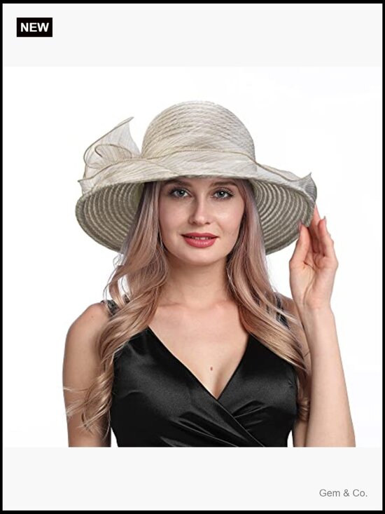 Vintage Organza Bucket Hat Sun Hat Cloche Bowler Fascinator Adjustable main image 4